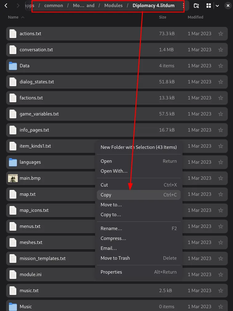 Copy files