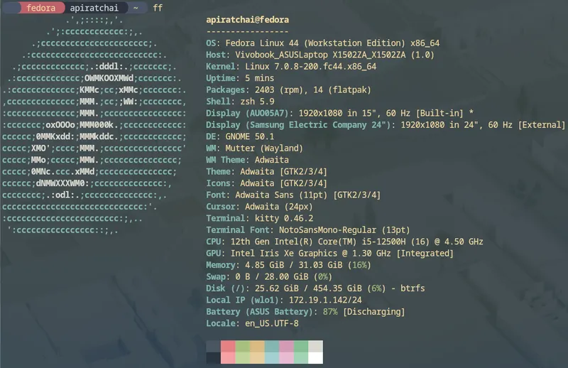Fedora FastFetch Screen